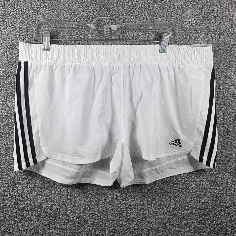 Adidas Athletic Shorts White Primegreen Aeroready 3-Stripe - Women XL
